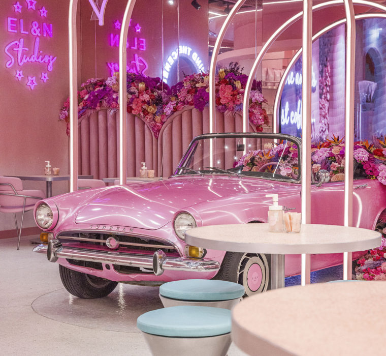 decorative alpine vinatge car in EL&N Riyadh Panorama Mall